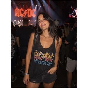 Ardene AC/DC Graphic Tank Top For Those About To Rock UK Tour 1982 Black Size XL
